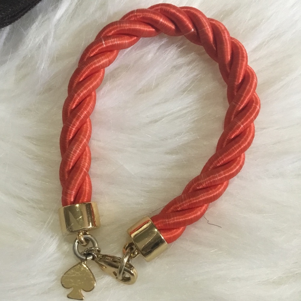 ✨EUC Kate Spade Red Gold Logo Braided Bracelet